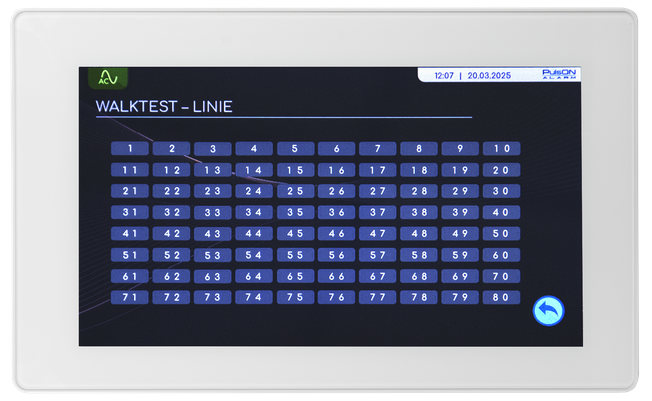 PulsOn Alarm menu WalkTest